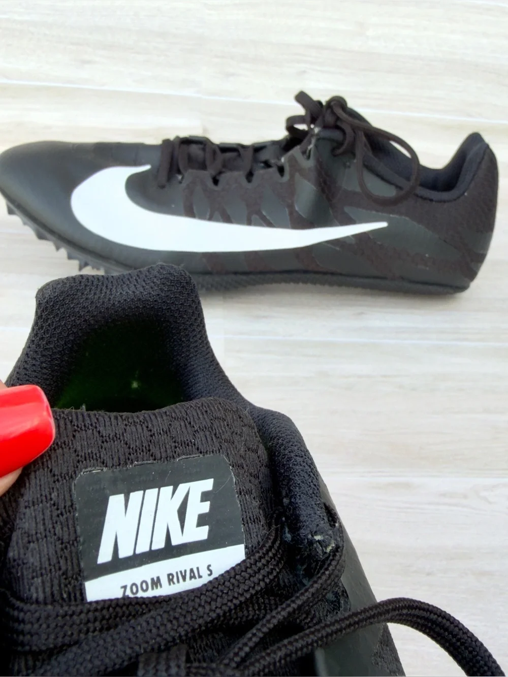 Nike Zoom Rival S Track Spikes Men’s 9.5 Black White Sprint Shoes w/ Bag